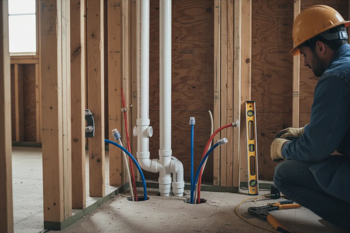 Drain and supply rough-in during Leak Detection in Shafer